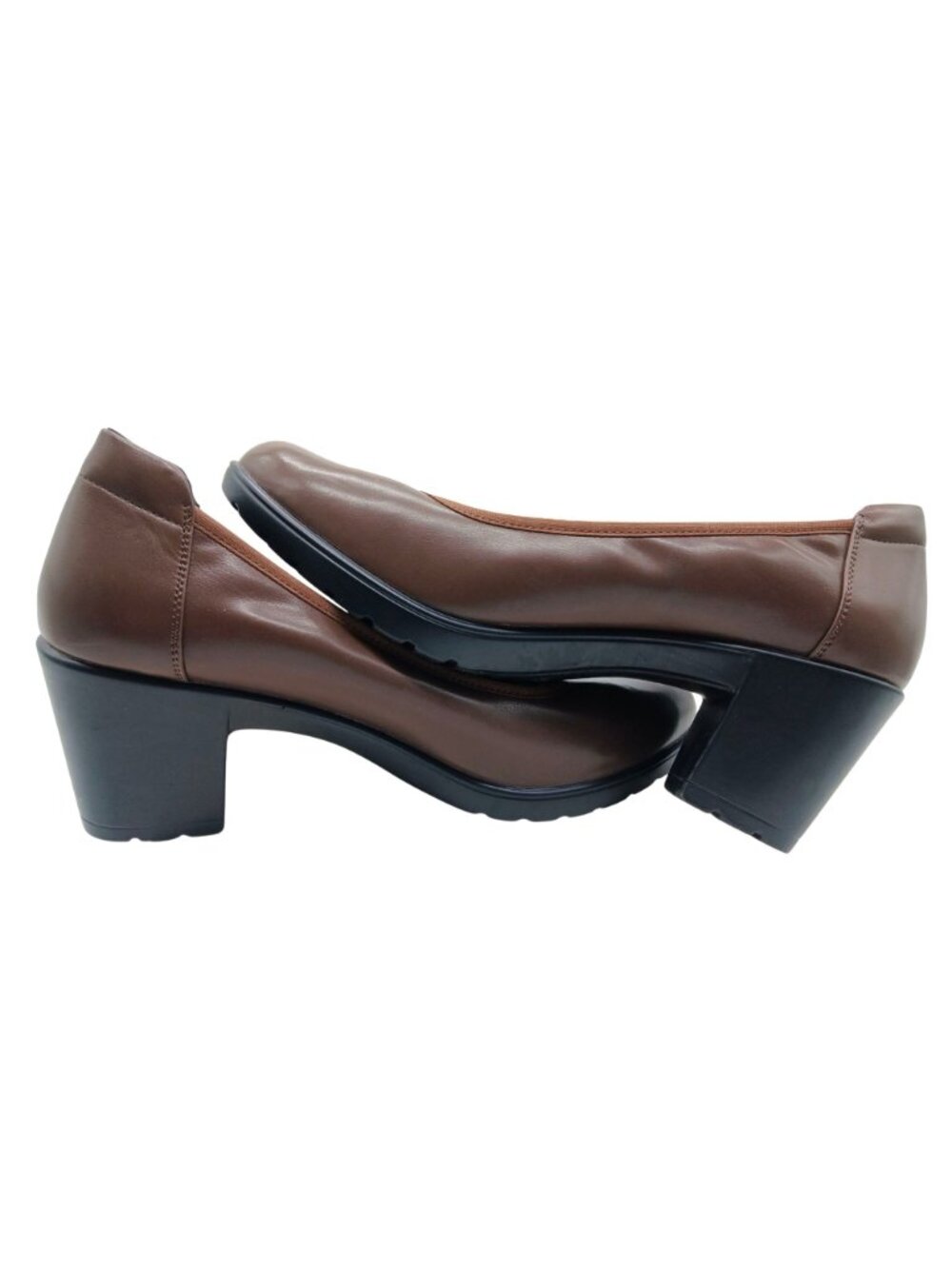 Dream Pairs Edena Brown Block Heel Pumps Women Size 10 Faux Leather Comfort Shoe - Picture 9 of 11